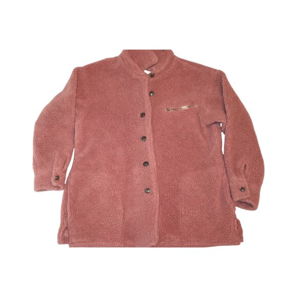 Kristen Blake Apres Fleece Coat XS Pink Cozy Cottagecore Grandma Aesthetic - Picture 1 of 9